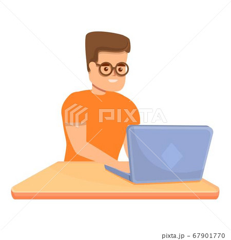 Kid laptop coding icon, cartoon style Kid laptop coding icon, cartoon style 67901770