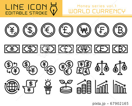 ラインアイコン　お金シリーズvol.1　世界の通貨 67902165