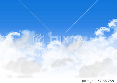 爽やかな青い空と白い雲のイラスト素材