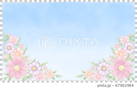 [Vector] Watercolor cosmos and blue sky background 67902964