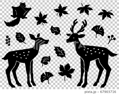 Hand Drawn Silhouette Illustration Set Of Deer Stock Illustration