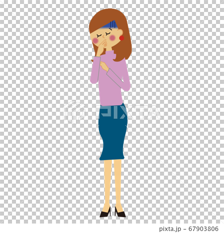 The whole body of a woman with poor long hair The whole body of a woman with poor long hair 67903806