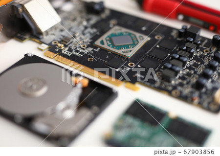 There is hard drive from computer on table 67903856