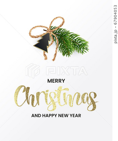 Holiday card with a bouquet of Christmas tree twigs and decorations 67904053