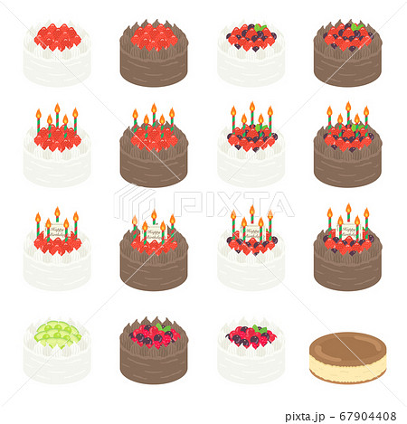 ホールケーキのイラストセットのイラスト素材