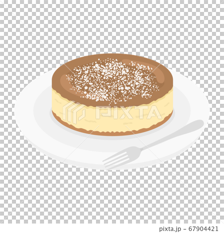 皿にのせたチーズケーキのイラストのイラスト素材