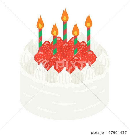 イチゴのバースデーケーキのイラストのイラスト素材