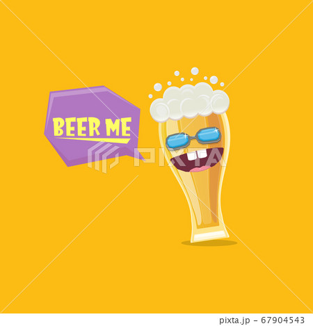 vector cartoon funky beer glass character with sunglasses isolated on orange background. funny beer label or poster design template. International beer day cartoon comic poster or greeting banner vector cartoon funky beer glass character with sunglasses isolated on orange background. funny beer label or poster design template. International beer day cartoon comic poster or greeting banner 67904543