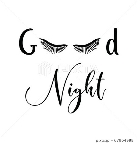 Female Face With Make-up Eyelashes, Good Night On A White Background 67904999
