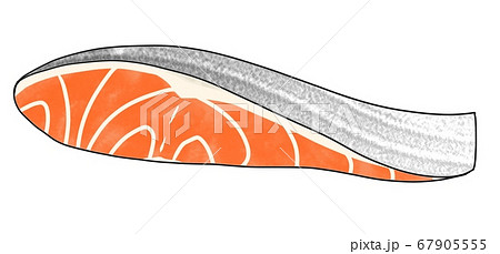 アニメ風 単品素材 鮭の切り身のイラスト素材