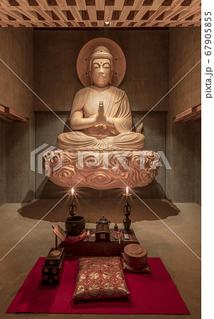 [東京・雑司ヶ谷] 池袋駅の近くにある日蓮宗の仙行寺に浮いてる渡邊勢山作の空中浮遊大仏の釈迦如来の木 67905855