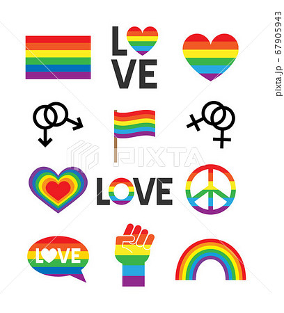 Vector Set Of Flat Lgbt Rainbow Flag Symbolのイラスト素材