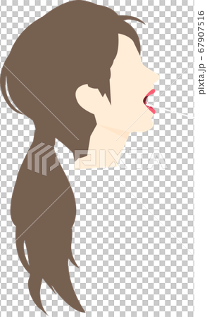 イラスト素材　PCR検査　唾液　病原体　採取　検査キット　ウイルス　病院　女性　ベクター 67907516