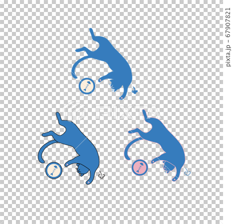 満腹な猫のイラストのイラスト素材