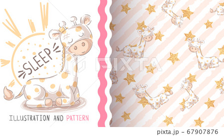 Cute teddy giraffe - seanless pattern 67907876