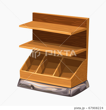 wooden empty store shelf isolated on white 67908224