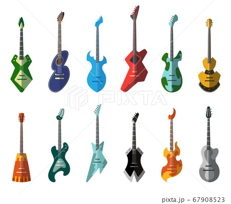 Guitar collection. Different shape acoustic and...のイラスト素材 ...