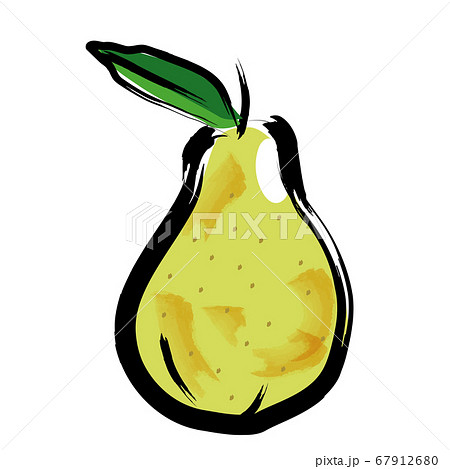 アナログタッチ筆描き水彩画 ラ フランス西洋梨のイラスト果物フルーツのイラスト素材