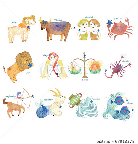 水彩タッチの12星座 67913278