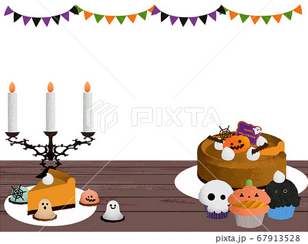 キャンドルのあるハロウィンパーティの食卓のイラスト素材