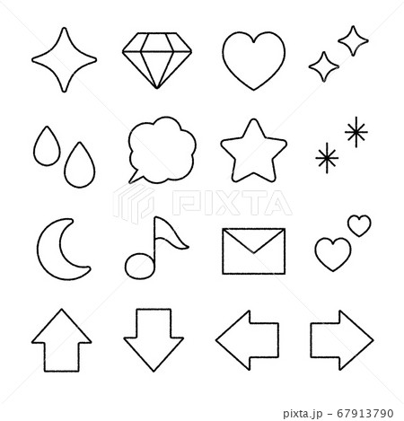 絵文字風イラストアイコンセット 線画 のイラスト素材
