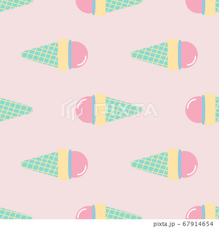 Seamless pattern with ice cream in waffle cone. 67914654