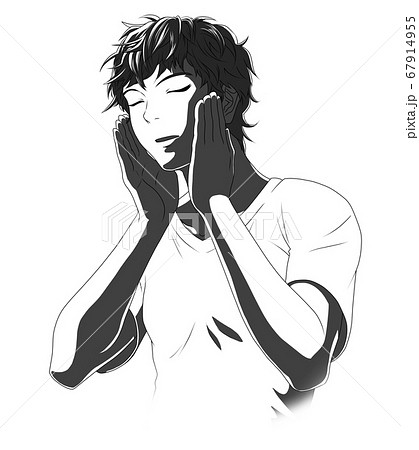 化粧水を使う男性b 01のイラスト素材