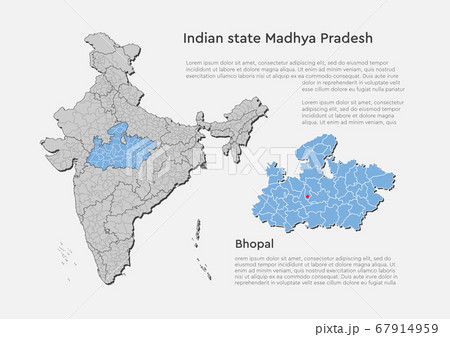 Vector India country map and state Madhya Pradesh Vector India country map and state Madhya Pradesh 67914959