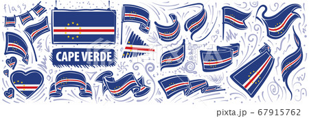 Vector set of the national flag of Cape Verde in various creative designs Vector set of the national flag of Cape Verde in various creative designs 67915762