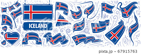 Vector set of the national flag of Iceland in various creative designs Vector set of the national flag of Iceland in various creative designs 67915763