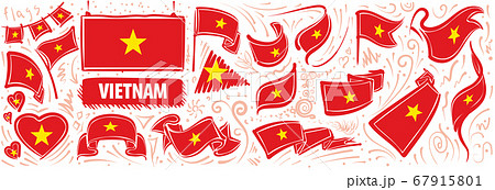 Vector set of the national flag of Vietnam in various creative designs 67915801