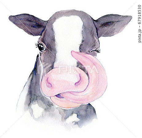 水彩イラスト 牛 年賀状のイラスト素材 水彩イラスト 牛 年賀状のイラスト素材