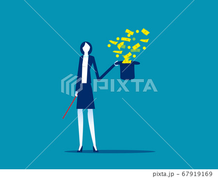 Money flying out of the magic hat. Financial magic Money flying out of the magic hat. Financial magic 67919169