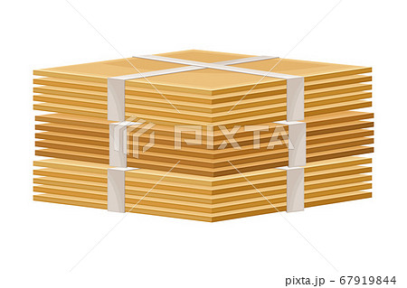 Stacked Wooden Planks and Boards on Sawmill or Warehouse Vector Illustration 67919844