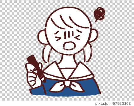 A girl in a sailor suit with a pen and a troubled face A girl in a sailor suit with a pen and a troubled face 67920308