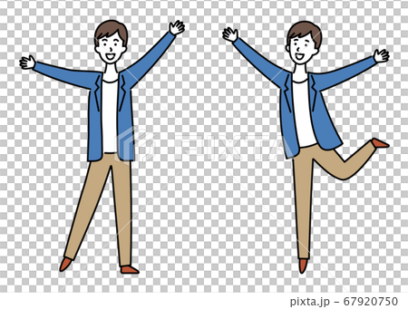 ジャケットの男性1　手を広げる 67920750