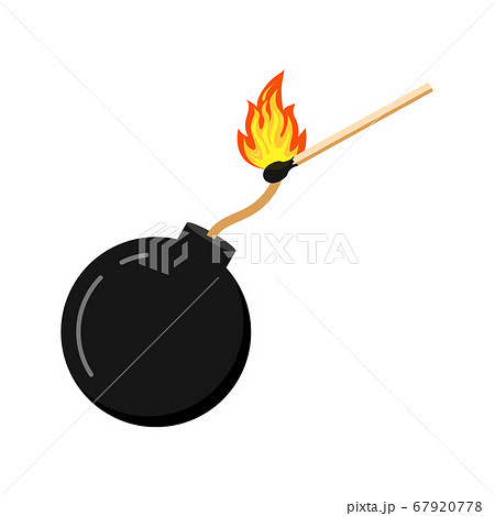 Bomb and burning match flat design icon isolated on white background. 67920778