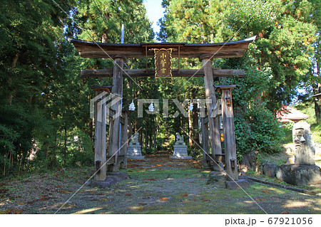 小菅の里　小菅神社里宮の参道と鳥居 67921056