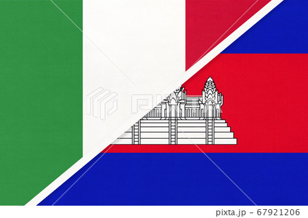 Italy and Cambodia or Kampuchea, symbol of two flags 67921206
