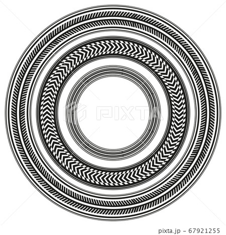 Set of black and white tire tracks round frames. Vector element Set of black and white tire tracks round frames. Vector element 67921255