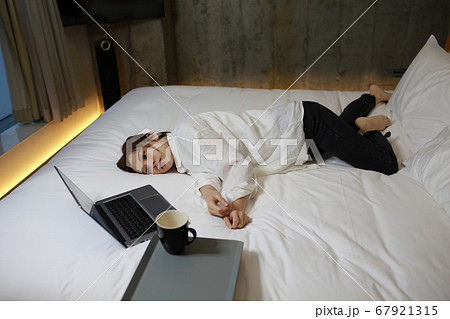 comfort home on the bed after work 67921315