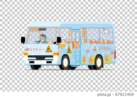 幼稚園の送迎バス（斜め前向き）、園児 67921409