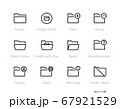 Folders Related line icons set, outline vector symbol. Collection includes icons as Folder Circle, Open Folder, Question mark, Person, Gear, Warning, Slash Folder. Signs, logo illustration. Editing 67921529