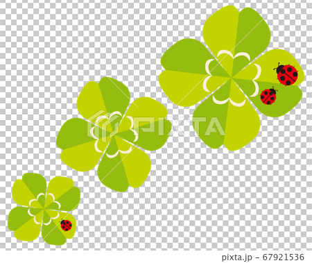四つ葉のクローバーにとまったてんとう虫のベクターイラスト 67921536