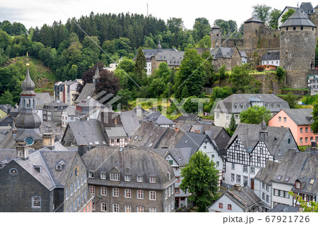 beautiful view of old town Monschau in Germany beautiful view of old town Monschau in Germany 67921726
