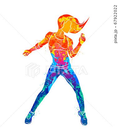 Abstract fitness instructor. Young woman zumba dancer dancing fitness exercises. Hip hop dancer Abstract fitness instructor. Young woman zumba dancer dancing fitness exercises. Hip hop dancer 67922022