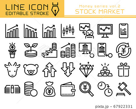 ラインアイコン お金シリーズvol 2 株のイラスト素材