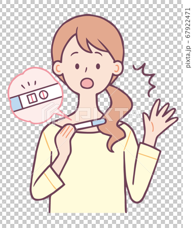 妊娠検査薬　陽性　驚く女性 67922471