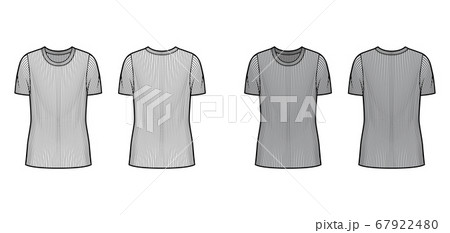 Ribbed crew neck knit sweater technical fashion illustration with short rib sleeves, oversized body, tunic length. Ribbed crew neck knit sweater technical fashion illustration with short rib sleeves, oversized body, tunic length. 67922480