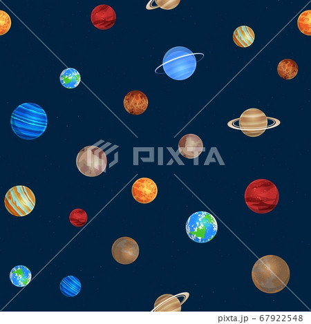 Solar system seamless pattern. Different colorful planets on space background, astronomy objects, galaxies, stars collection. Creative design textile, wrapping, wallpaper vector texture Solar system seamless pattern. Different colorful planets on space background, astronomy objects, galaxies, stars collection. Creative design textile, wrapping, wallpaper vector texture 67922548